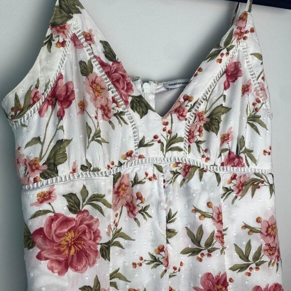 American Eagle Swiss Dot Floral Wide Leg Jumpsuit Size 2 - Picture 5 of 9